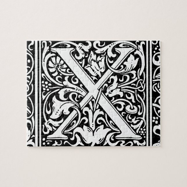 Brev X Medieval Monogram Art nouveau Pussel (Horisontell)