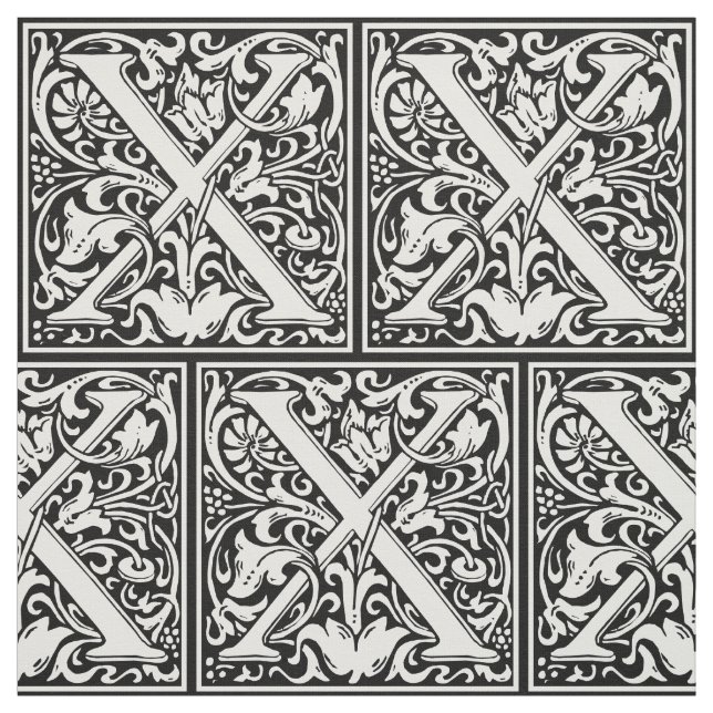 Brev X Medieval Monogram Art nouveau Tyg (Provkarta)