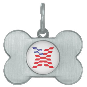 Brev X Monogram USA Flagga ID-bricka Husdjur