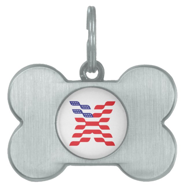 Brev X Monogram USA Flagga ID-bricka Husdjur (Framsidan)