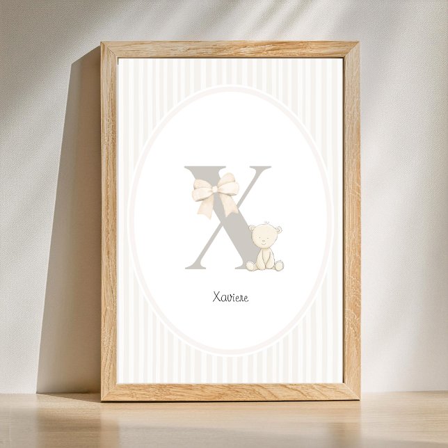 Brev X Plantskola Väggkonst - Anpassad Bebis Namn  (Letter X Nursery Wall Art - Custom Baby Name Print)