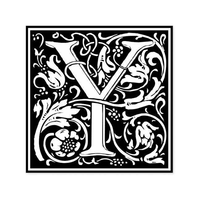 Brev Y art nouveau svart-vit plattan Självfärgande Stämpel (Design)
