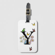 Brev Y Blommigt Butterfly Monogram Initial