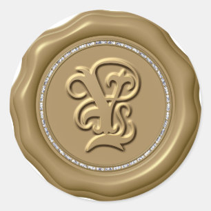 *~* Brev Y Diamond Circle GULD Vax säcksmärken Runt Klistermärke