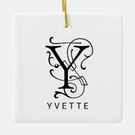 Brev Y Elegant Monogram jul Ornament