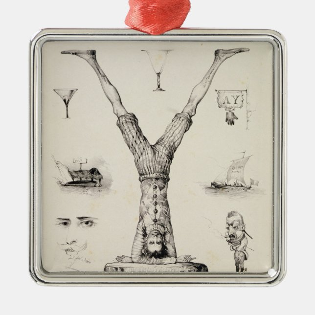 Brev Y från en alfabetabc-bok Julgransprydnad Metall (Framsidan)
