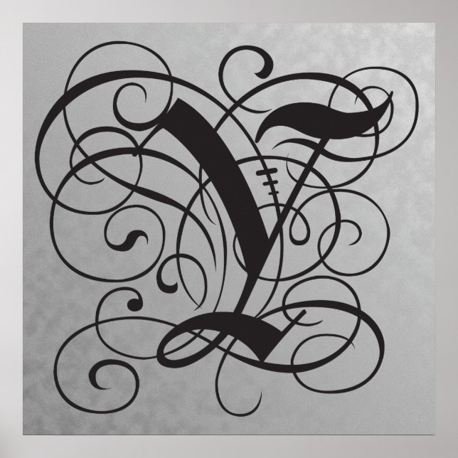 Brev Y, Gothic Monogram Black Poster (Framsidan)