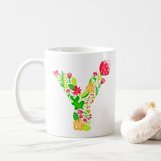 Brev y i Flowers Coffee Mugg (Med munk)