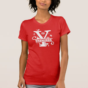 Brev Y jul Monogram Initial Namn Red T Shirt