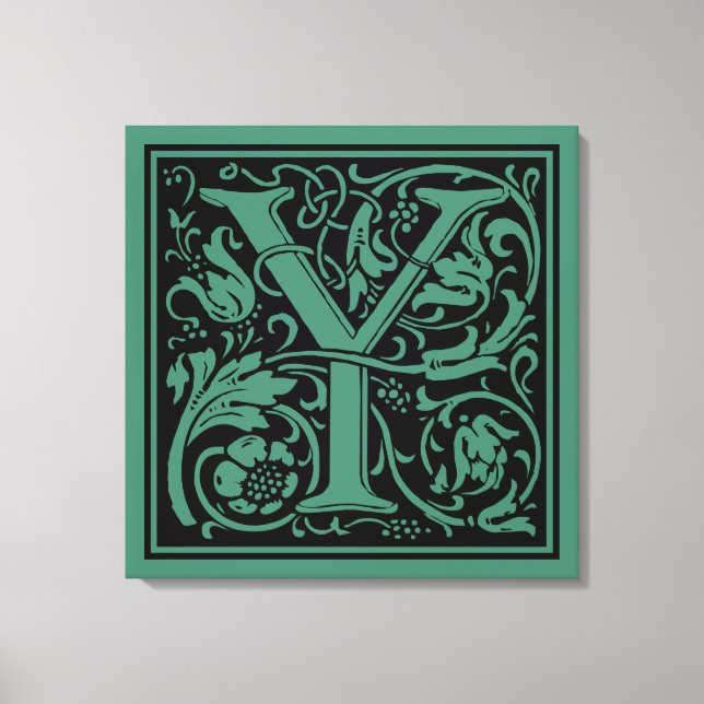 Brev Y Medieval Monogram Art nouveau Canvastryck (Framsida)