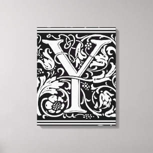 Brev Y Medieval Monogram Art nouveau Canvastryck