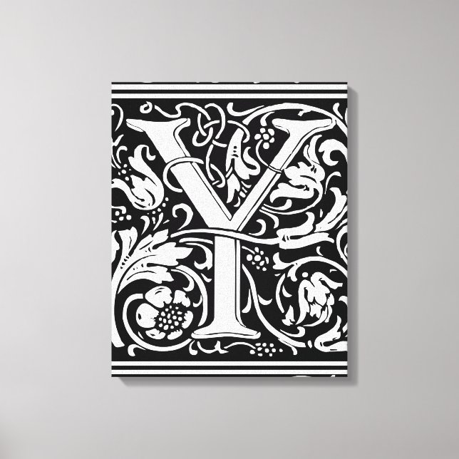 Brev Y Medieval Monogram Art nouveau Canvastryck (Framsida)