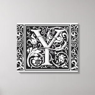 Brev Y Medieval Monogram Art nouveau Canvastryck