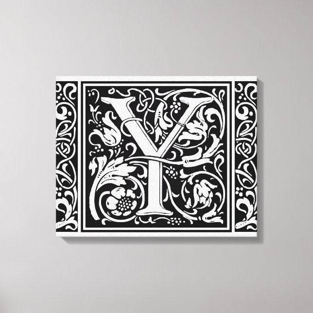 Brev Y Medieval Monogram Art nouveau Canvastryck (Framsida)