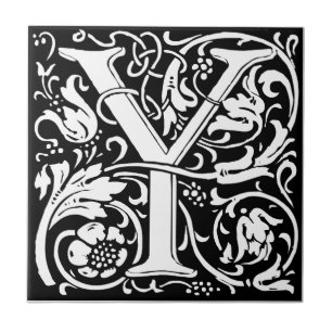 Brev Y Medieval Monogram Art nouveau Kakelplatta
