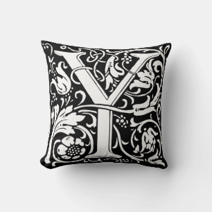 Brev Y Medieval Monogram Art nouveau Kudde
