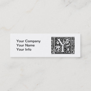 Brev Y Medieval Monogram Art nouveau Mini Visitkort
