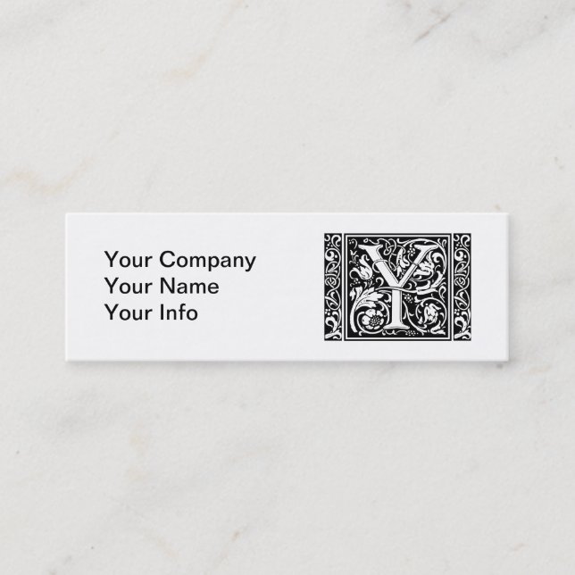 Brev Y Medieval Monogram Art nouveau Mini Visitkort (Framsida)