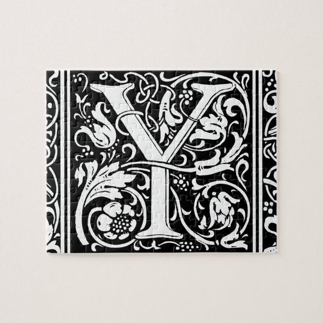 Brev Y Medieval Monogram Art nouveau Pussel (Horisontell)