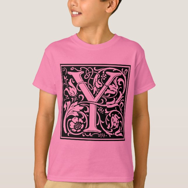 Brev Y Medieval Monogram Art nouveau Tee Shirt (Framsida)