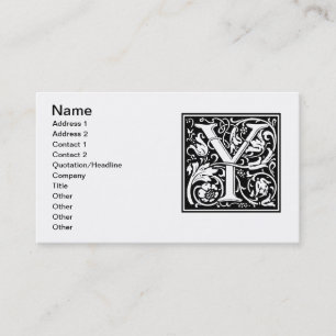 Brev Y Medieval Monogram Art nouveau Visitkort