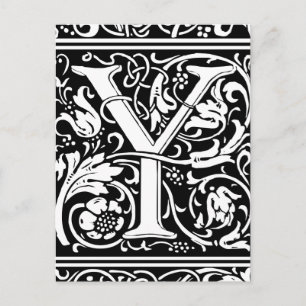 Brev Y Medieval Monogram Art nouveau Vykort