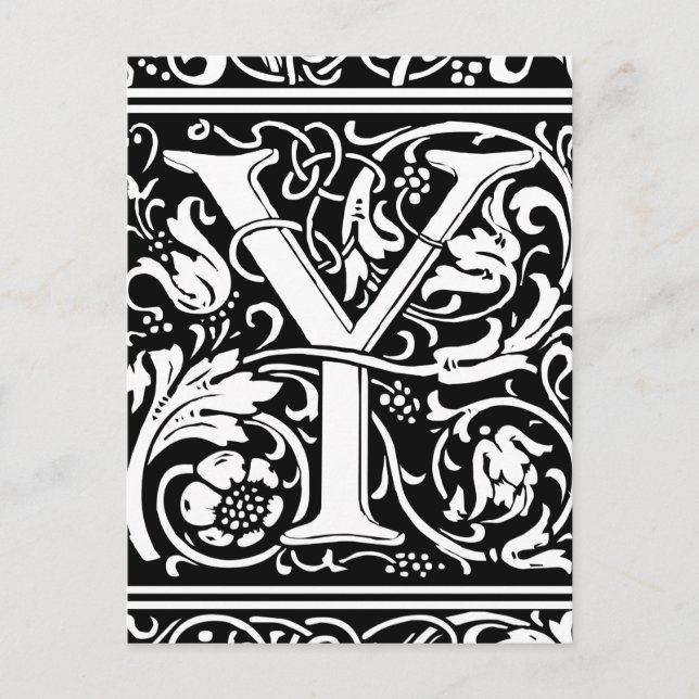 Brev Y Medieval Monogram Art nouveau Vykort (Framsida)