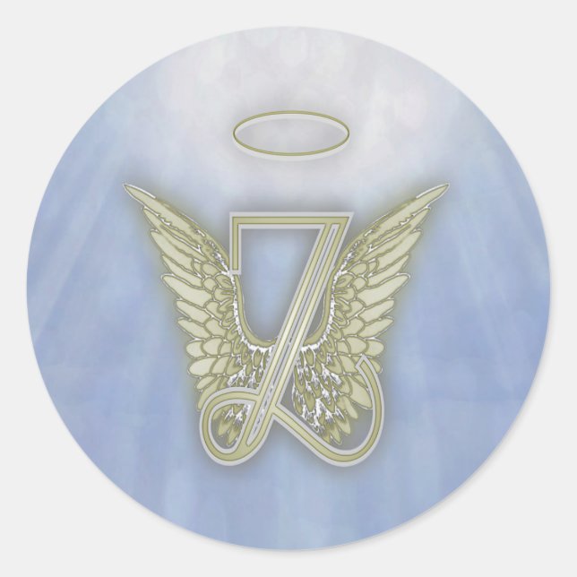 Brev Z Angel Monogram Runt Klistermärke (Framsida)