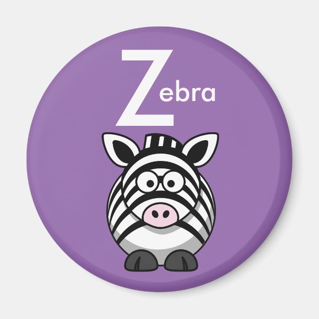 "Brev Z" är för Zebra Barns alfabet Magnet (Framsidan)