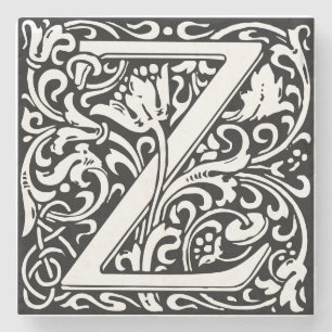 Brev Z art nouveau svartvit plattan Stenunderlägg