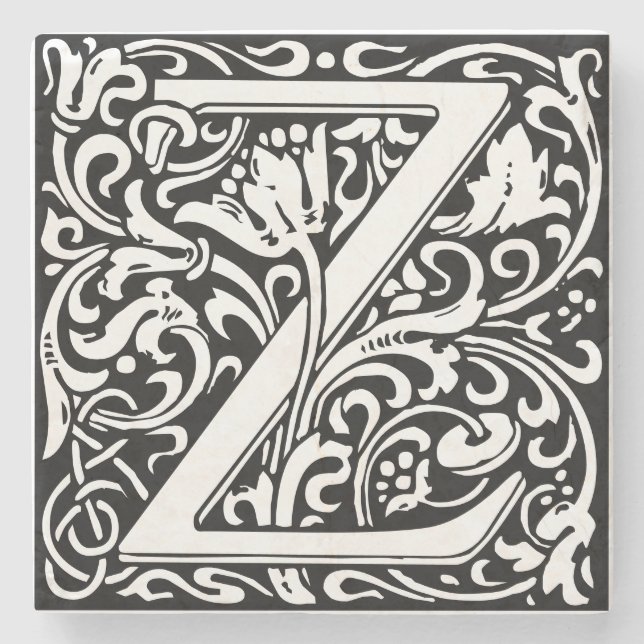 Brev Z art nouveau svartvit plattan Stenunderlägg (Framsidan)
