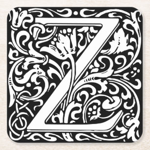 Brev Z art nouveau svartvit plattan Underlägg Papper Kvadrat
