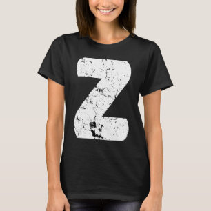Brev Z Big Capital Alphabet Monogram Distress T Shirt
