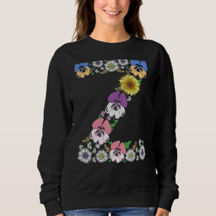 Brev Z Cute Initial Monogram Blommigt Alphabet Let T Shirt