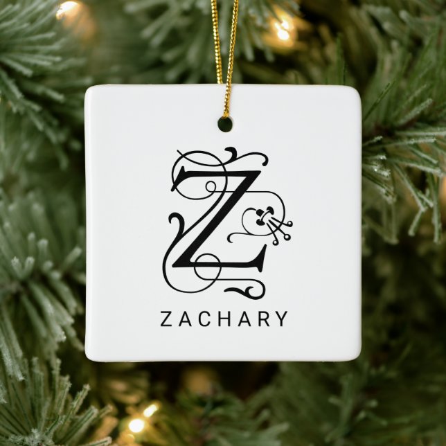 Brev Z Elegant Monogram jul Ornament (Träd)