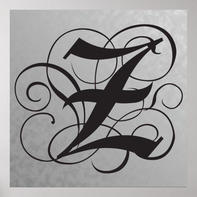 Brev Z, Gothic Monogram Black Poster (Framsidan)