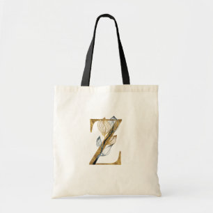 *~* Brev Z Guld Monogram Initial Black Löv Tygkasse