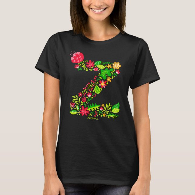 Brev z in Flowers T-Shirt (Framsida)