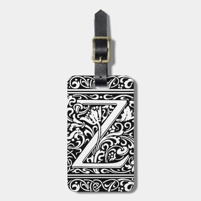 Brev Z Medieval Monogram Art nouveau Bagagebricka (Vertikal Framsida)