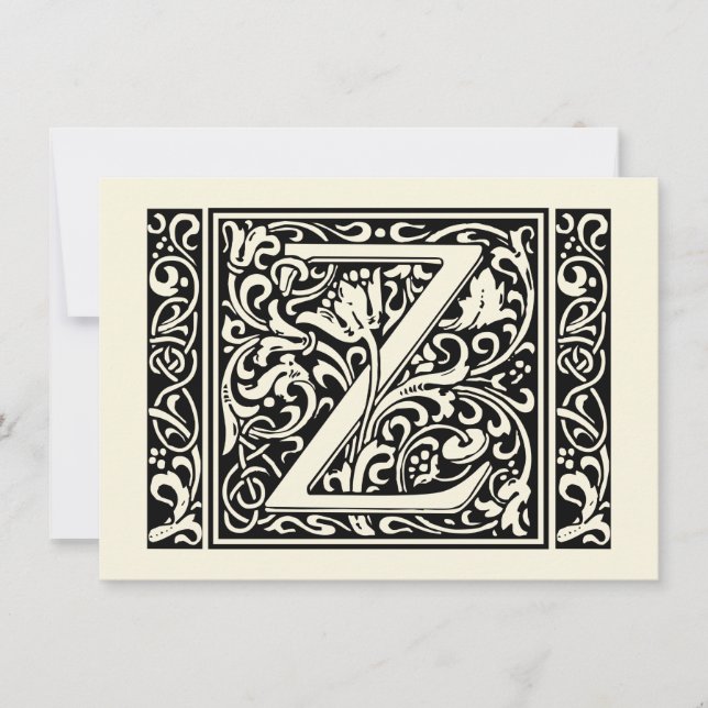 Brev Z Medieval Monogram Art nouveau Inbjudningar (Framsida)