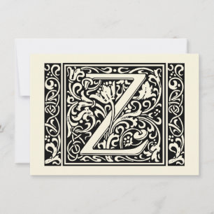 Brev Z Medieval Monogram Art nouveau Inbjudningar