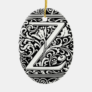 Brev Z Medieval Monogram Art nouveau Julgransprydnad Keramik