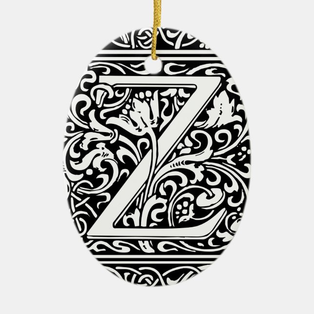Brev Z Medieval Monogram Art nouveau Julgransprydnad Keramik (Framsidan)