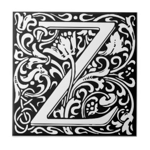 Brev Z Medieval Monogram Art nouveau Kakelplatta