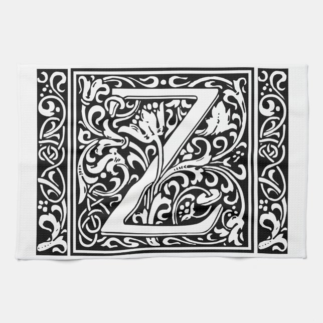 Brev Z Medieval Monogram Art nouveau Kökshandduk (Horisontell)