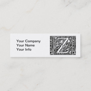 Brev Z Medieval Monogram Art nouveau Mini Visitkort