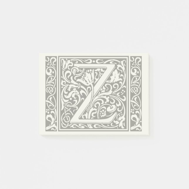 Brev Z Medieval Monogram Art nouveau Post-it Block (Framsida)