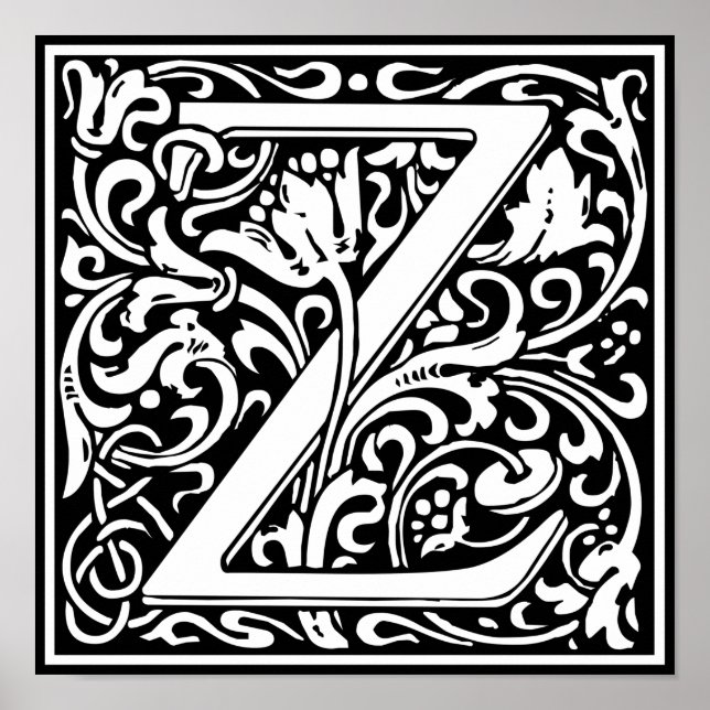 Brev Z Medieval Monogram Art nouveau Poster (Framsidan)