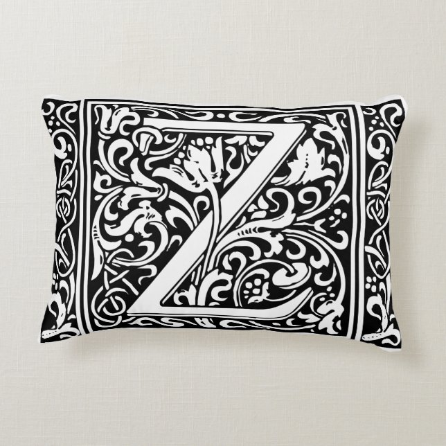 Brev Z Medieval Monogram Art nouveau Prydnadskudde (Baksidan)