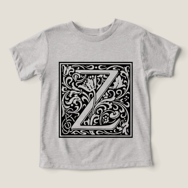 Brev Z Medieval Monogram Art nouveau Tee Shirt (Design Framsida)